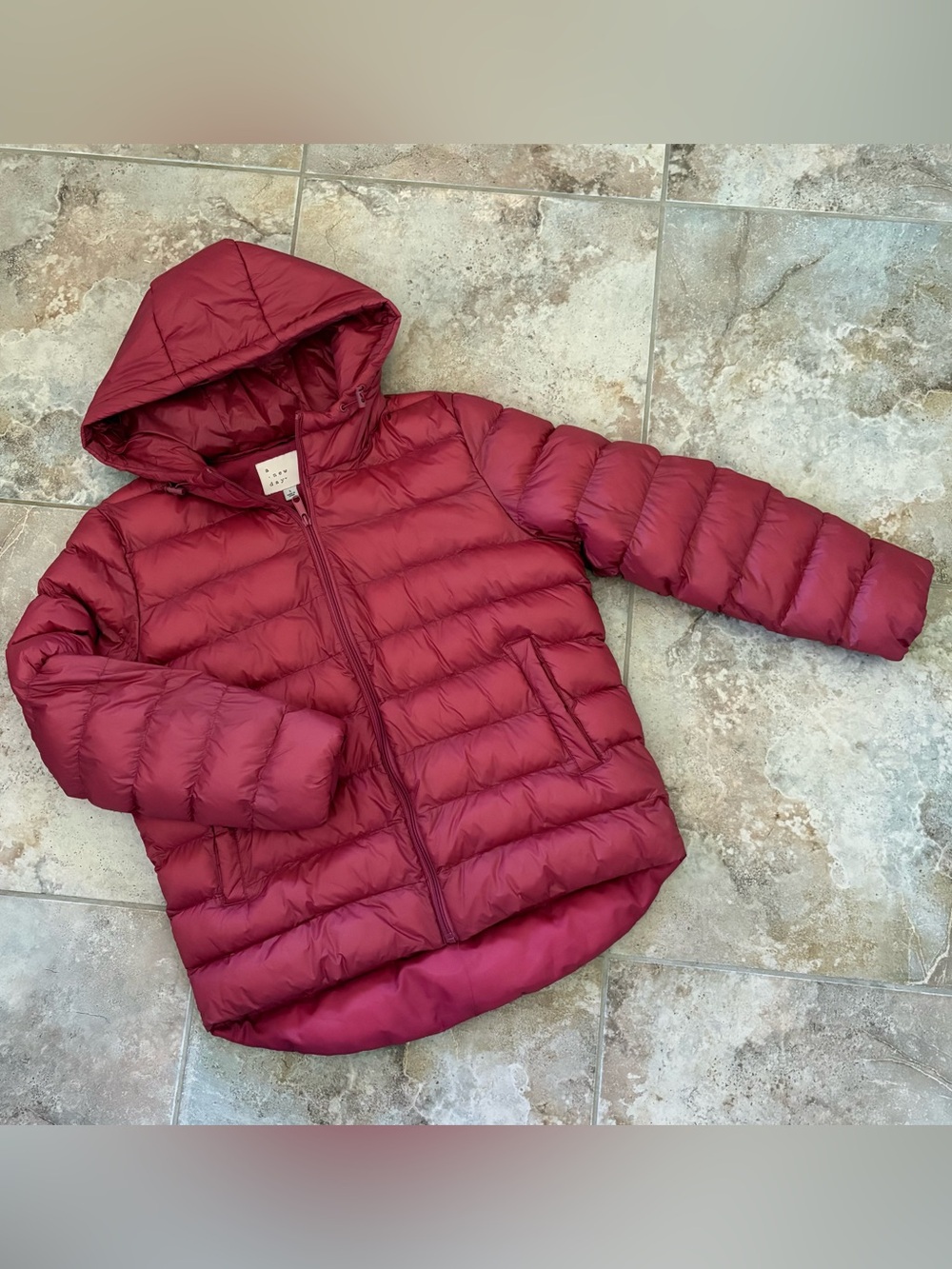 a new day Kids Hooded Puffer Jacket - Burgundy